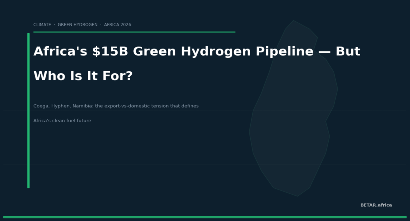 Africa's Green Hydrogen Moment: $15B in Projects, But Who Are They For?