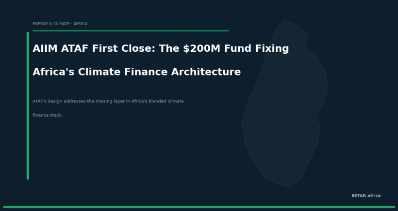 AIIM's ATAF Reaches First Close: The $200M Fund Designed to Fix Africa's Climate Finance Architecture