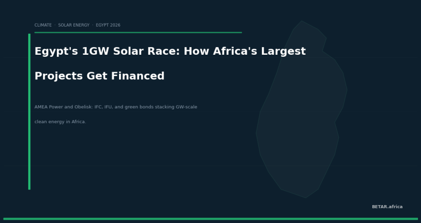 Egypt's 1GW Solar Race: The DFI Financing Architecture Behind Africa's Largest Renewable Projects