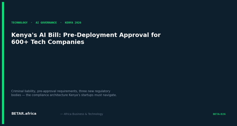 Kenya's AI Bill Would Require Pre-Deployment Approval. Here's What That Means for 600+ Tech Companies.