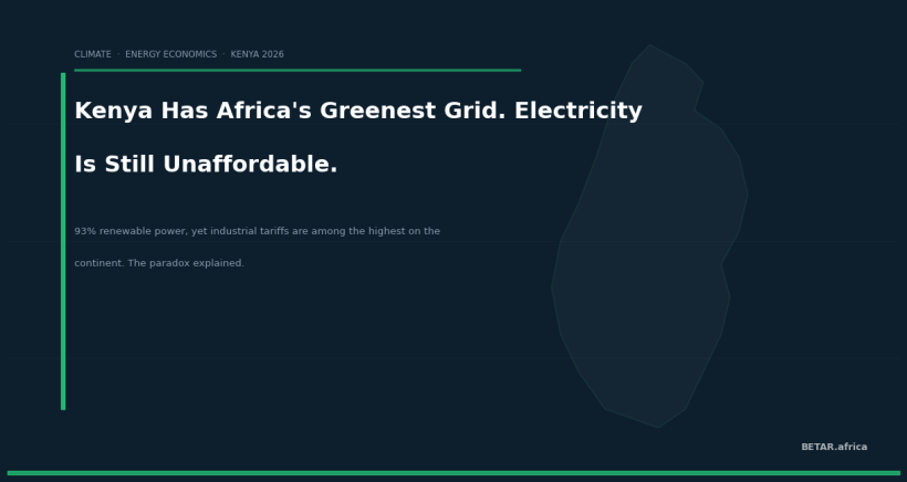 Kenya Has Africa's Greenest Grid. Why Is Electricity Still Unaffordable?
