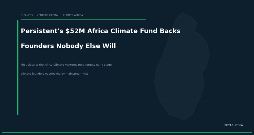 Persistent's $52M Africa Climate Fund Is Backing the Founders Nobody Else Will