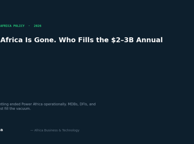 Power Africa Is Gone. Who Fills the $2–3B Annual Gap It Left Behind?