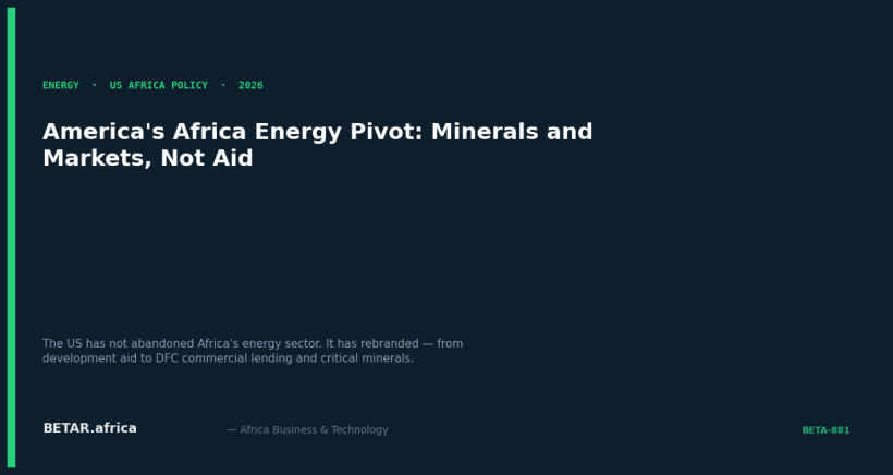 America's Africa Energy Pivot: Clean Cooking and Critical Minerals Instead of Climate Aid